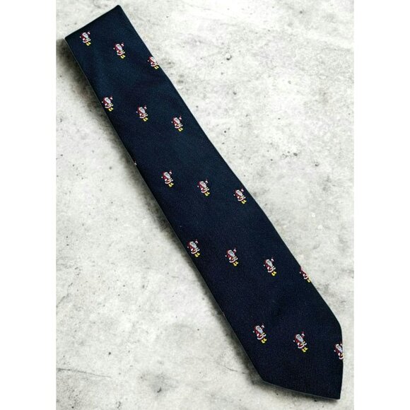 VTG Christmas Santa Claus Silk Neck Tie England Country Club Embroidered Holiday - Picture 1 of 7